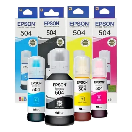 Kit de 4 recambios de tinta para Epson T504 B Y C M L4150 L4260 L6161, tinta amarilla/cian/magenta/negra