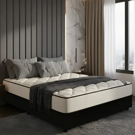 Colchón Sommier Simmons Backcare Hotel Bilt 2 Plazas 190x140 Color Negro/Blanco
