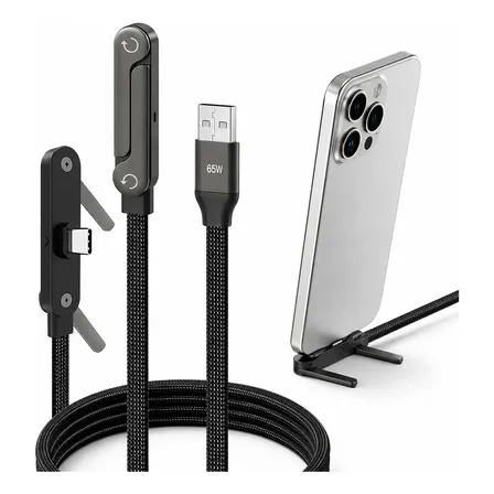 Cable Usb A C Reforzado Carga Rápida 65w Soporte Stand 1.5m