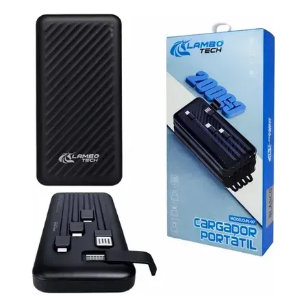 Cargador Portátil 4 Salidas 20000 Mah Power Bank Multi Ficha Negro