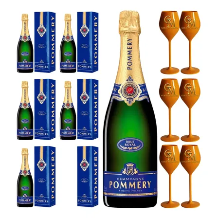 Champagne Pommery Brut Royal  6 Bot. + 6 Copas Edicion Limit