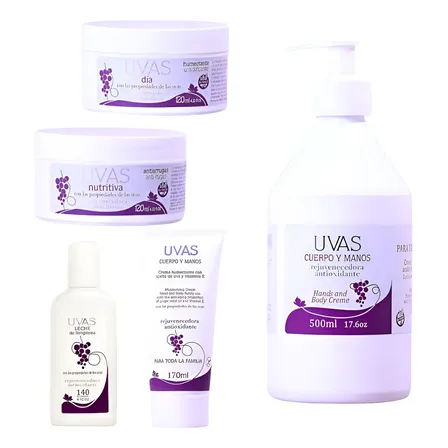Combo Cuidado Corporal Cremas Linea Uvas S/tacc 5 Productos Uvas