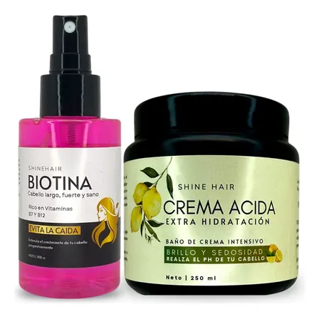 Combo Fortalecedor Anti Caida, Crema Acida + Biotina Capilar