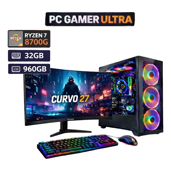 Pc Gamer Amd Ryzen 7 8700g Ddr5 32gb 960gb Monitor Curvo  27