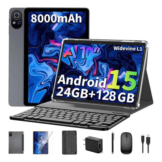 Tablet Android 15 10.1' Hd 24+128gb C/ Teclado Ratón Y Lápiz
