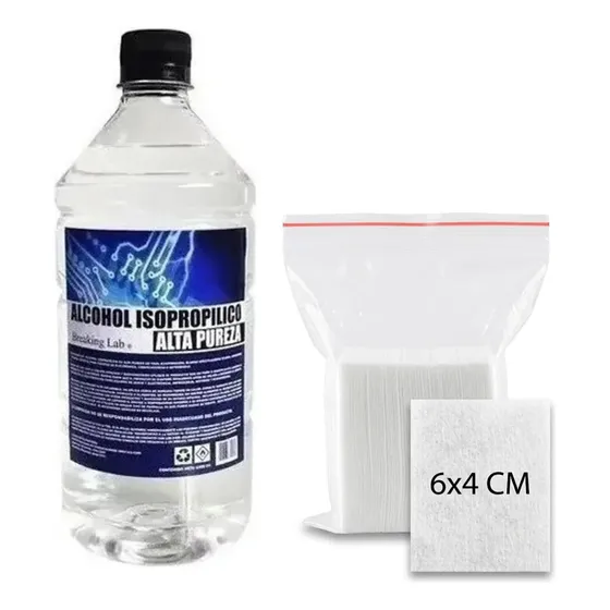 Kit Limpieza Alcohol Isopropilico 1 Litro 99% + 100 Paños