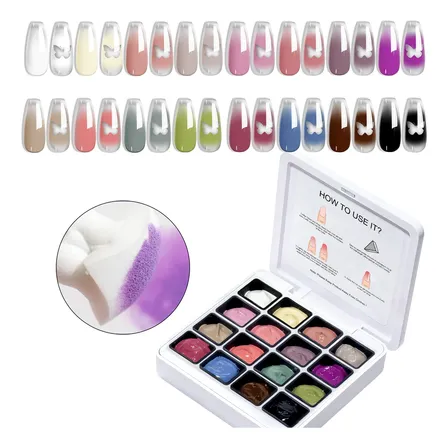 Gel Para Uñas Degradado Kit X16 Colores Nail Art G148-2