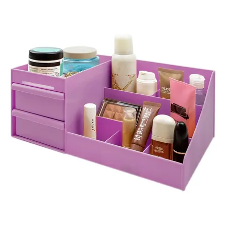 Organizador Maquillaje Cremas Escritorio Cajones . Color Lila