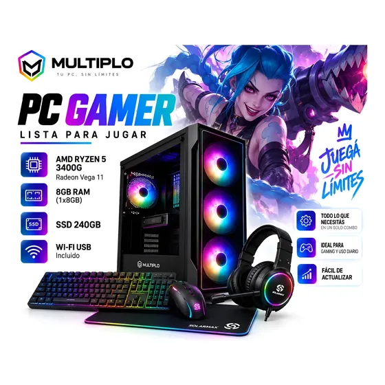 Pc Gamer Completa Ryzen 5 3400g 8gb Ssd240