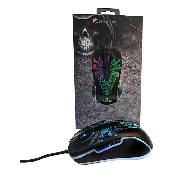 Mouse Gamer Naxido 7 Botones Textile Rgb 7200 Dpi Nd-m816 Color Negro