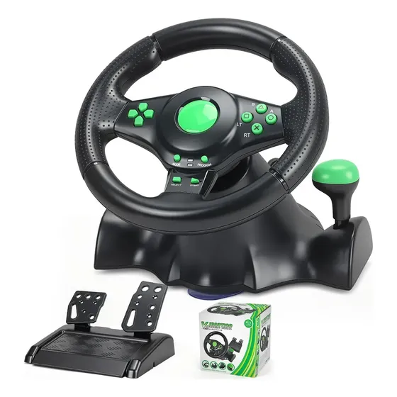 Volante Con Pedales Para Simulador Compatible Pc Ps2/3 Xbox