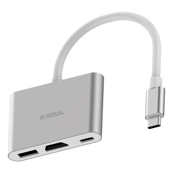 Adaptador Hub Usb C 3 En 1 Hdmi 4k Usb 3.0 Pd Notebook