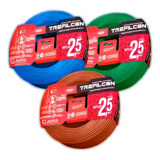 Cable Unipolar 2.5mm Trefilcon Pack X 3 Rollos De 50 Mts