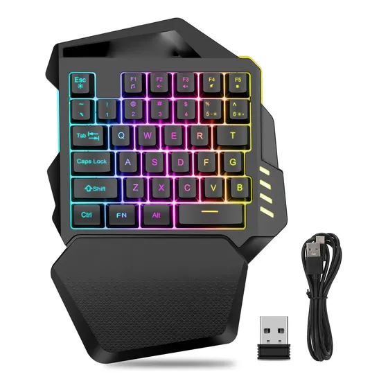 Teclado Con Una Sola Mano Para Juegos Con Una Mano, Inalámbr