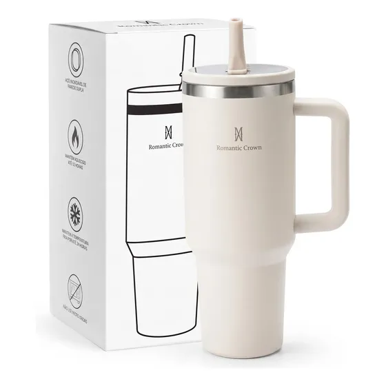 Vaso Térmico 1200ml Acero Inox Antiderrame Manija Y Sorbete