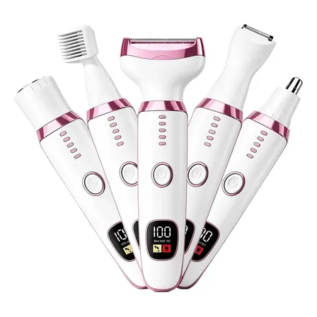 Afeitadora Depiladora Electrica 5 En 1 Recargable Corporal Blanco Axilas Pierna Vikini Mujer Zona Intima Facial Bigote Corporal