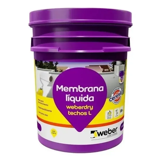 Membrana Líquida Techos L Weberdry Weber 20kg Color Blanco