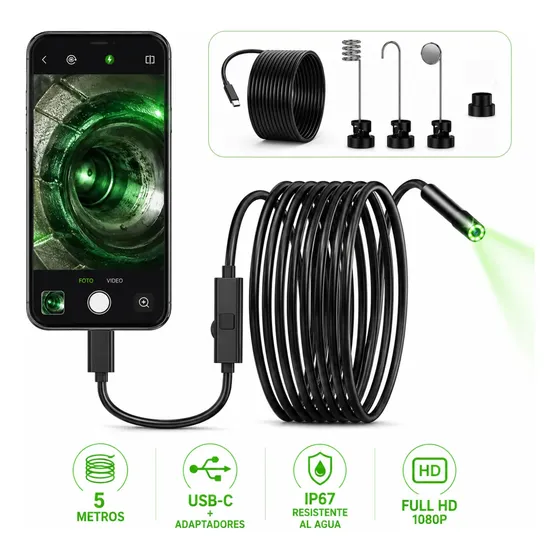 Cámara Endoscopio Boroscopio 5 Metros 7,9mm Impermeable Hd