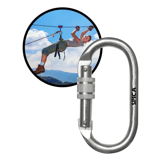 Mosqueton Carabinero Doble Traba SPICA TOOLS MOS-70 Seguridad 10 X 100mm Rosca