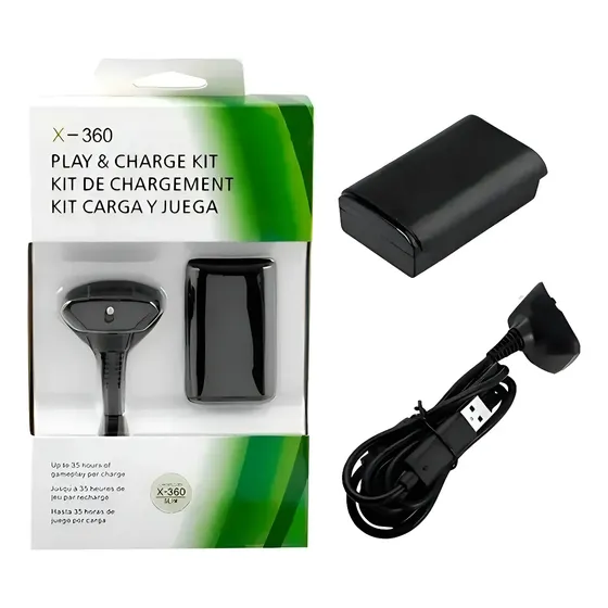 Kit Batería Y Cable De Carga Joystick Para Xbox 360