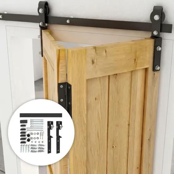 Kit Puerta Granero Plegable 1 Metro Gancho J 360°