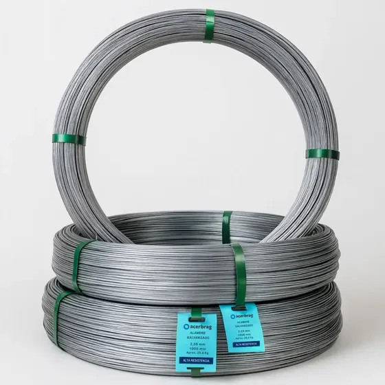 Alambre Galvanizado 17/15 Alta Resistencia Acerbrag - Rollo 250mts