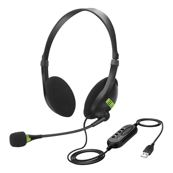 Auriculares Usb Con Micrófono Cancelación Ruido Black
