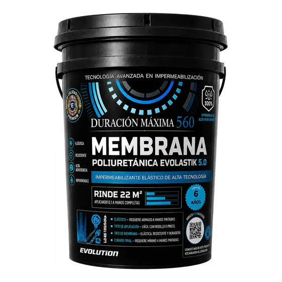 Membrana Poliuretánica Evolastik 5.0 Maxima Duración 560 X20 Blanco Mate