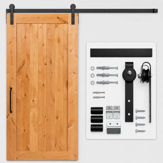 Kit Para Puerta Corrediza Estilo Granero Con Riel 1.40 Mts