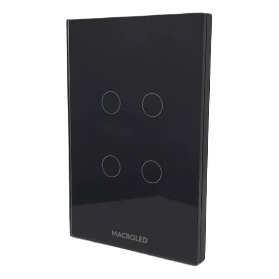 Tecla Smart Wifi Touch Inteligente 4 Canales Negro Macroled Corriente nominal 7 A