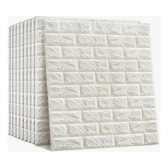 Placa Autoadhesiva 3d Ladrillo Blanco 69x79cm X 5 Placas