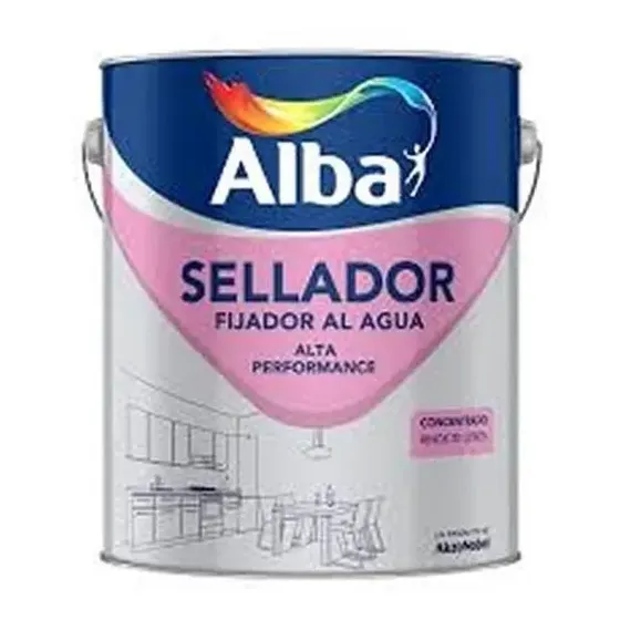 Alba Sellador Fijador Al Agua Acrílico Concentrado 4L Paredes Interiores
