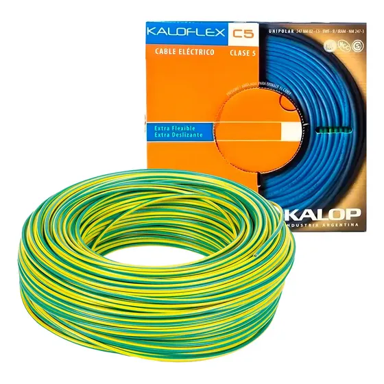 Cable Unipolar Kalop Normalizado Iram 2.5mm Verde/am C5 X50m Color de la cubierta verde y amarillo