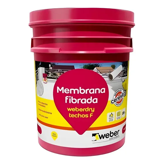Weber Techos F Membrana Liquida Fibrada X 20kg Color Rojo Teja
