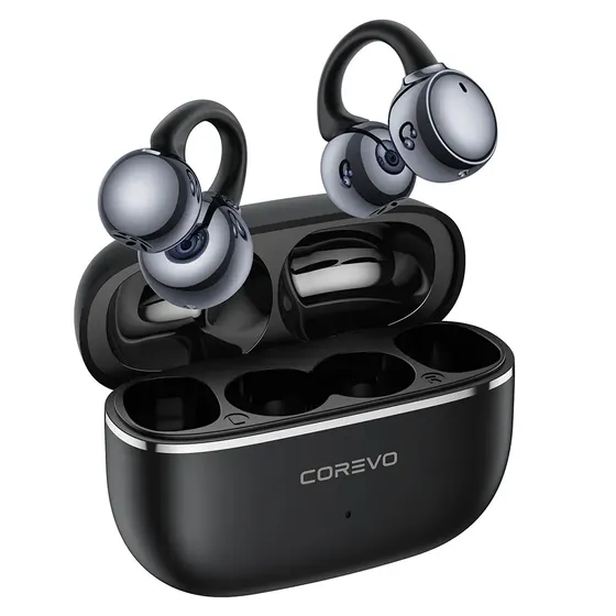 Auriculares inalámbricos Bluetooth 5.4 de clip Corevo M12, ideales para deporte, running y gimnasio Negro