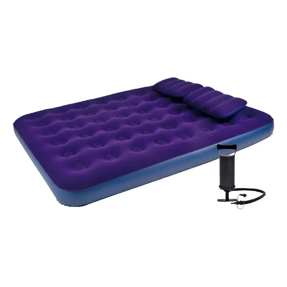 Colchon Inflable 2 Plazas + 2 Almohadas + Inflador + Parche Azul Marino