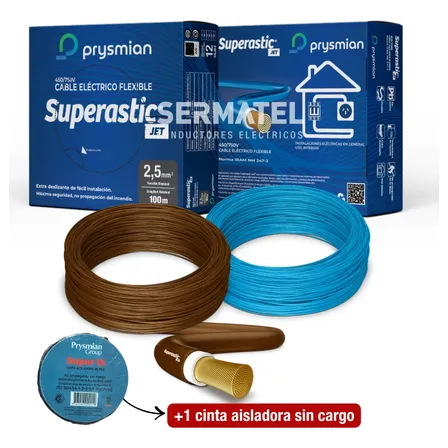 Cable Unipolar Prysmian 1x2.5 Pack Celeste+marron 100mts Celeste/marrón