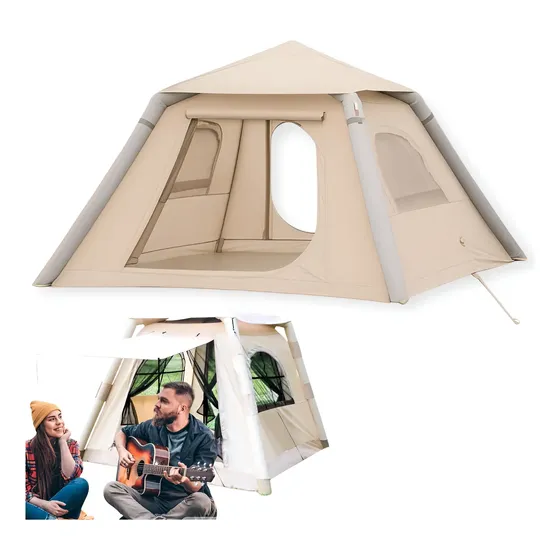 Carpa Inflable De Camping + Inflador 4 Personas Impermeable