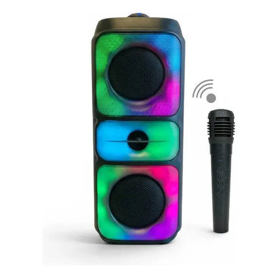 Parlante Inalámbrico Recargable Con Bluetooth Luces Mti 3629 Color Negro