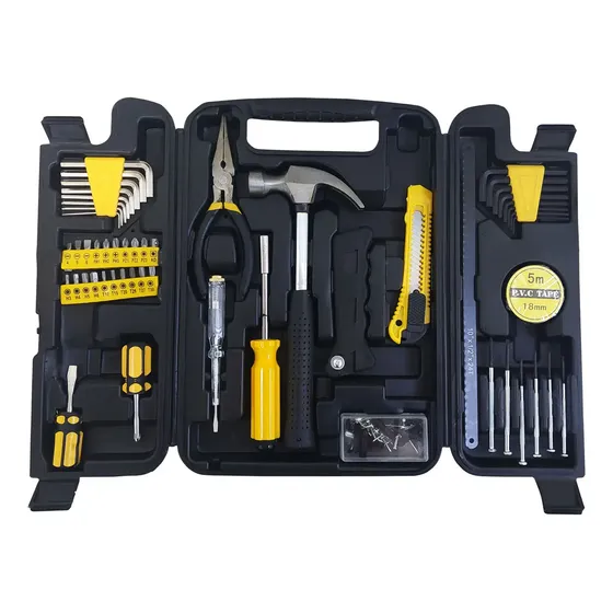 Set Caja De Herramientas Hogar Alpina 142 Piezas Reforzado Color Negro/Amarillo