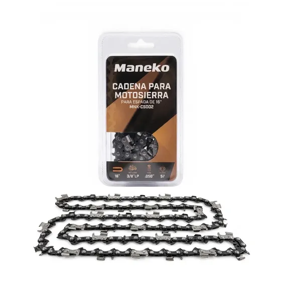 Cadena Motosierra 16 Pulgadas Maneko 3/8LP 57 Eslabones Calibre 1.3mm