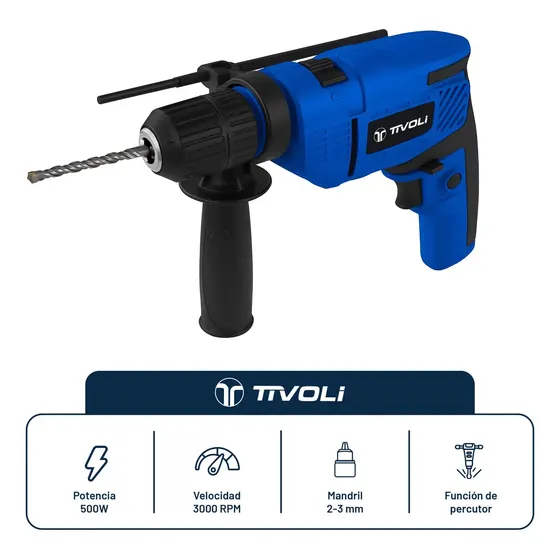 Taladro Percutor Electrico Tivoli 500w mandril 13mm 3000rpm