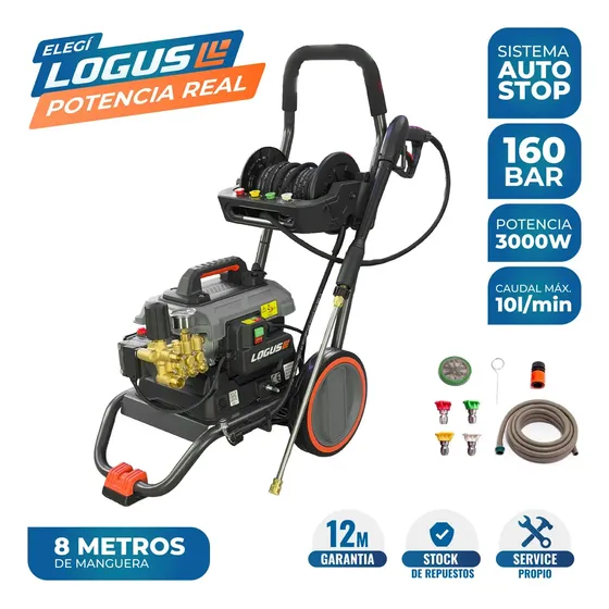 Hidrolavadora Industrial Logus 160 Bar 3000W Alta Presión 10L/min Monofásica