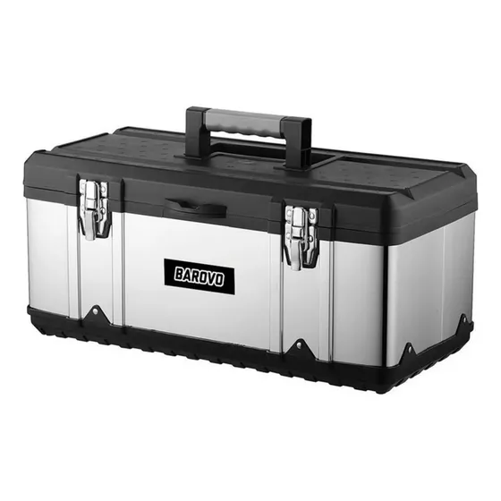 Caja de herramientas Barovo CHUA19 de acero inoxidable 47cm x 24cm x 22cm plateada/negra