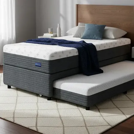 Sommier Divan Y Colchón De Espuma La Espumeria Freestyle de 1 1/2 Plaza 100x200 cm Color Gris Oscuro