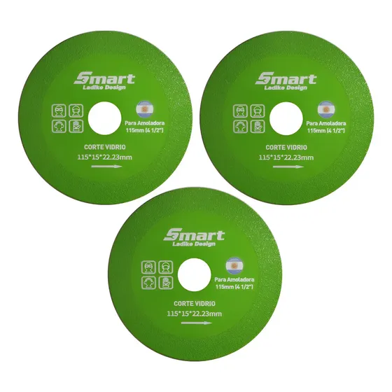 Disco Corte Vidrio 115mm Smart Ladike Design Amoladora Pack 3