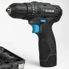 Taladro Atornillador Inalámbrico Klugan 12V KHTI-12 Con 60 Accesorios Kit Completo Batería Maletín Eje Flexible Mechas Puntas Luz Led Reversa Control Torque Uso Hogar Taller