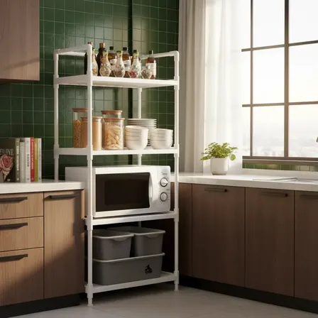Estantería Cocina Baño Organizador 4 Niveles Rack Resistente Blanco