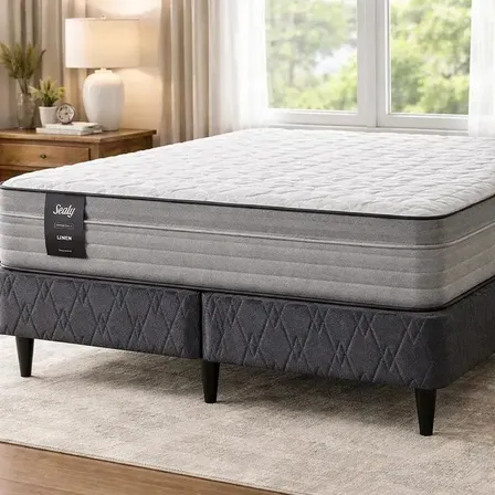 Sommier Y Colchón King (200x200) Sealy Linen Somuni Gris