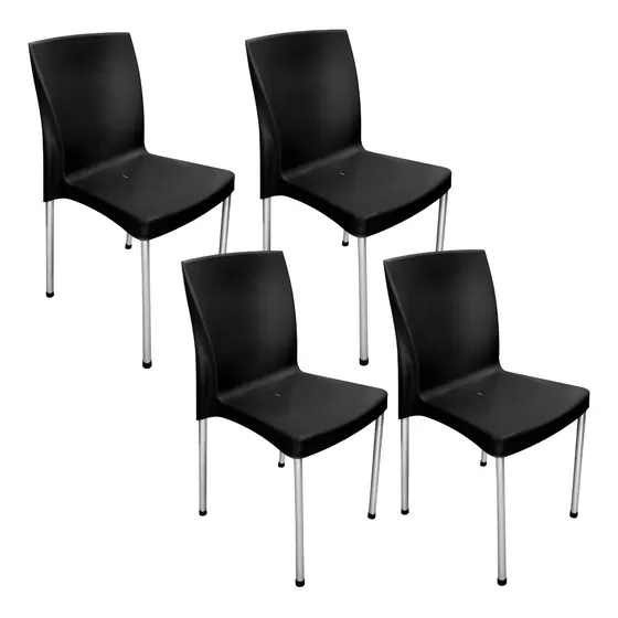 Silla de jardín Saglietti Nova 1 cuerpo 4 unidades Negro